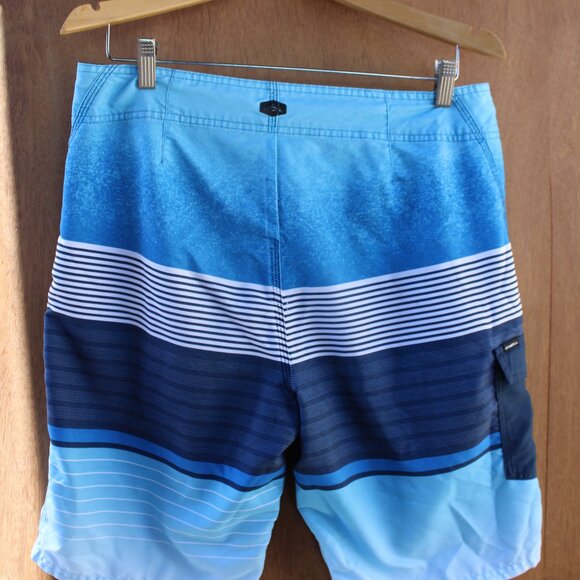 O’Neill Men’s Swim Board Shorts Size 32 Blue Striped Quick Dry Surf Swimwear - Picture 5 of 5